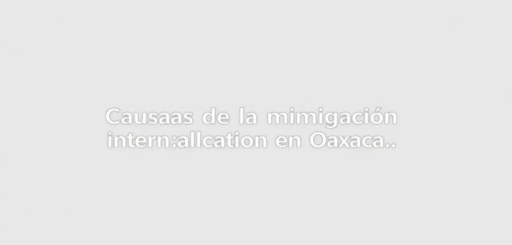 Causas de la migración internacional en Oaxaca Causas de la migración internacional en Oaxaca